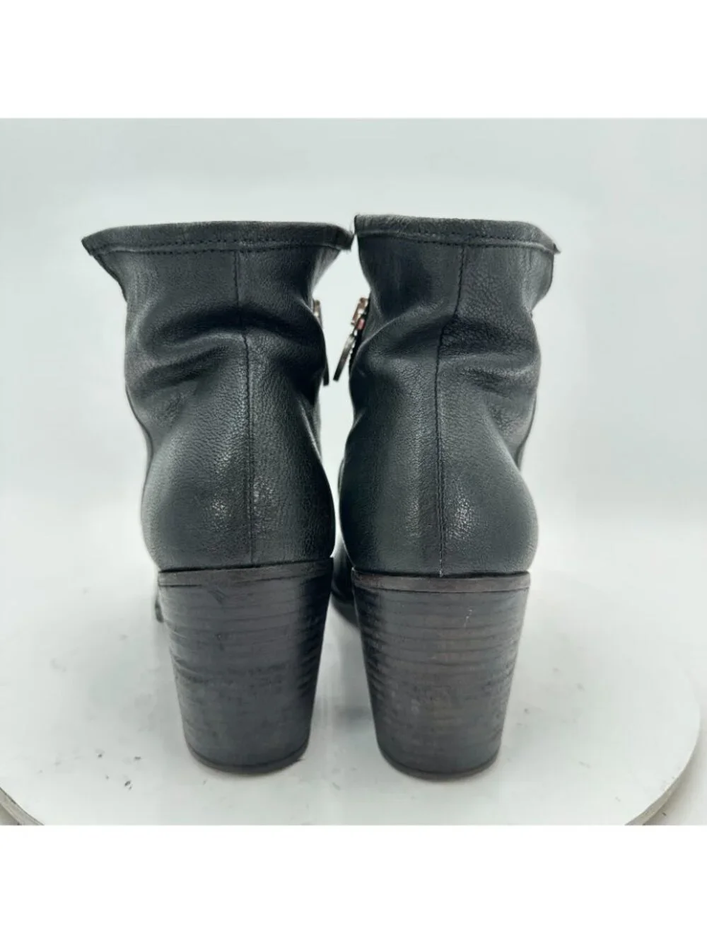 Fiorentini + Baker Women Size EU 40 US 10 Black Leather Side Zip Block Heel Boot - Picture 5 of 11